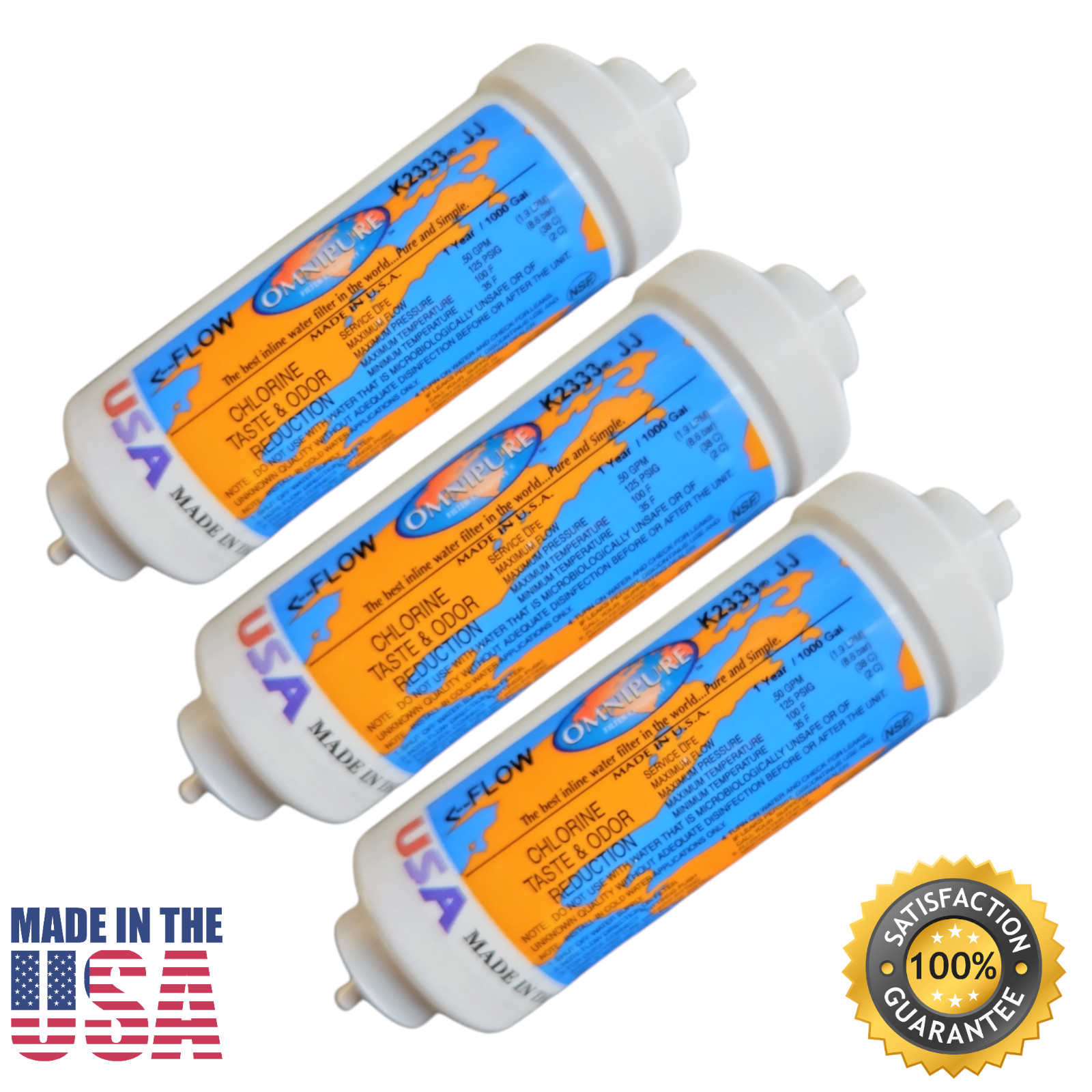 Omnipure K2333-JJ Carbon filter for Chlorine and Taste 6"x 2" for 1/4" QC 3-PACK gallery