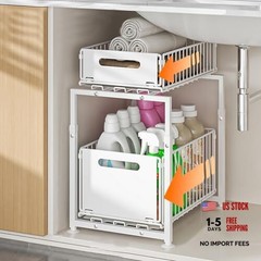 2-Tier Multi-Use Kitchen Under Sink Organizer – White – 1 Pack – Style A