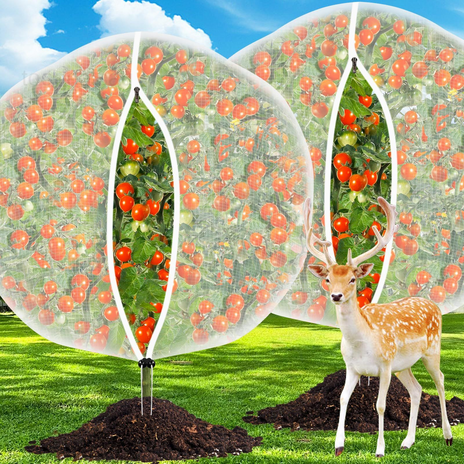 6FT x Fruit Tree Netting with Zipper and Drawcord, 2PACK-6FT*6FT, White gallery