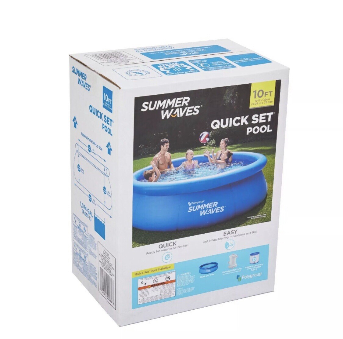 Summer Waves 10 ft 30 in Quick Set Inflatable Above Ground Pool w/ Filter Pump gallery