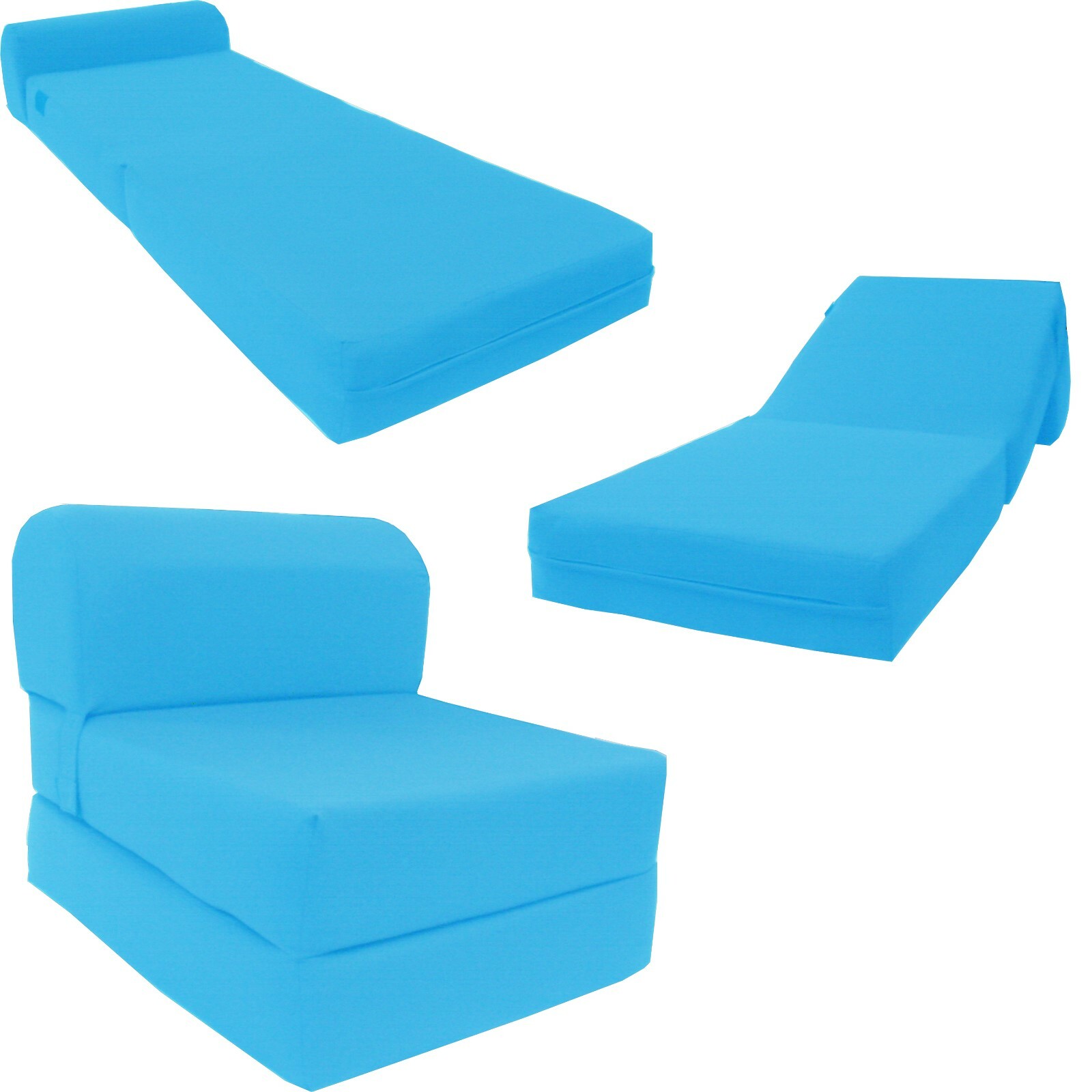 Turquoise 6 x 24 x 70 Sleeper Chair Folding Foam Bed, Density Foam 1.8 lbs gallery