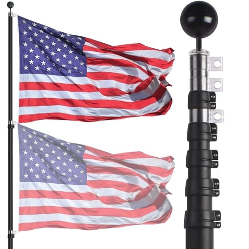 20ft Telescopic Flag Pole - Extra Thick Outdoor Telescoping 20FT Black-20FT gallery