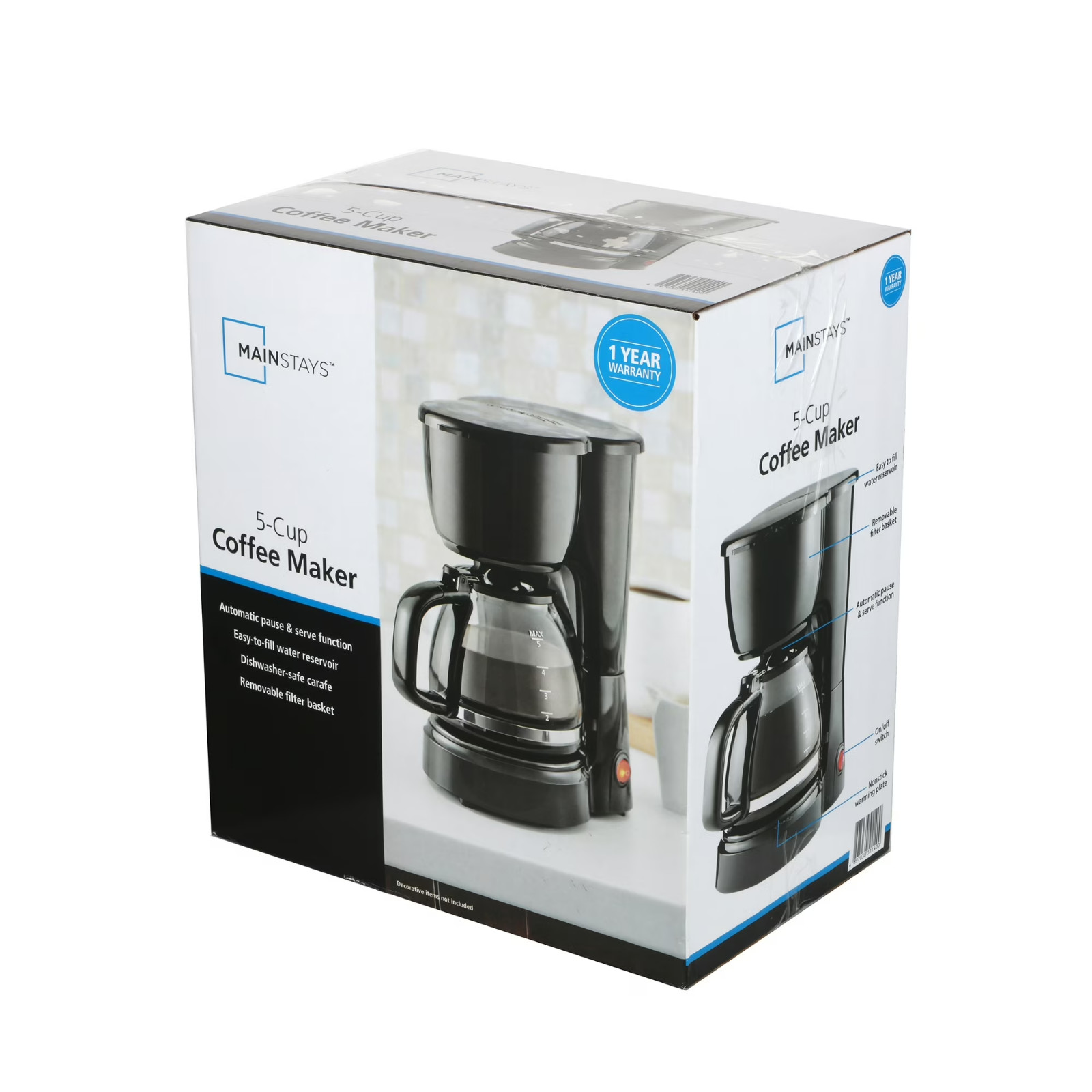 Mainstays 5 Cup Coffee Maker, Black gallery