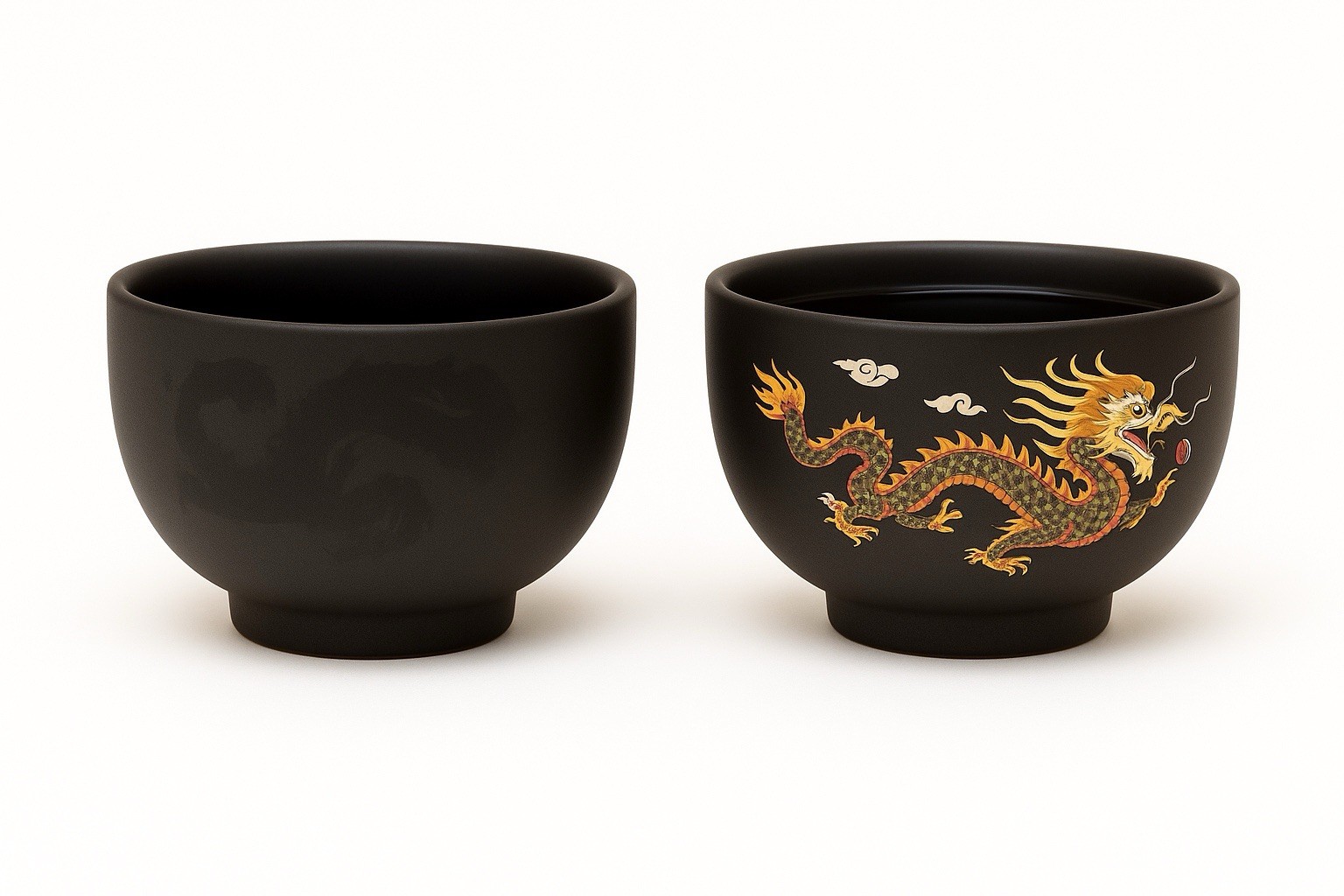 Heat Color Changing Dragon Tea Cups Pair – Chinese Zisha Style Espresso Cups gallery