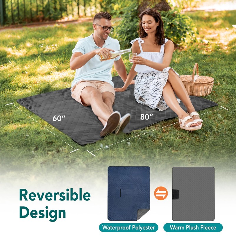SUN CUBE Large Waterproof Camping Quilt, Fleece Stadium Blanket for Cold Weat... gallery