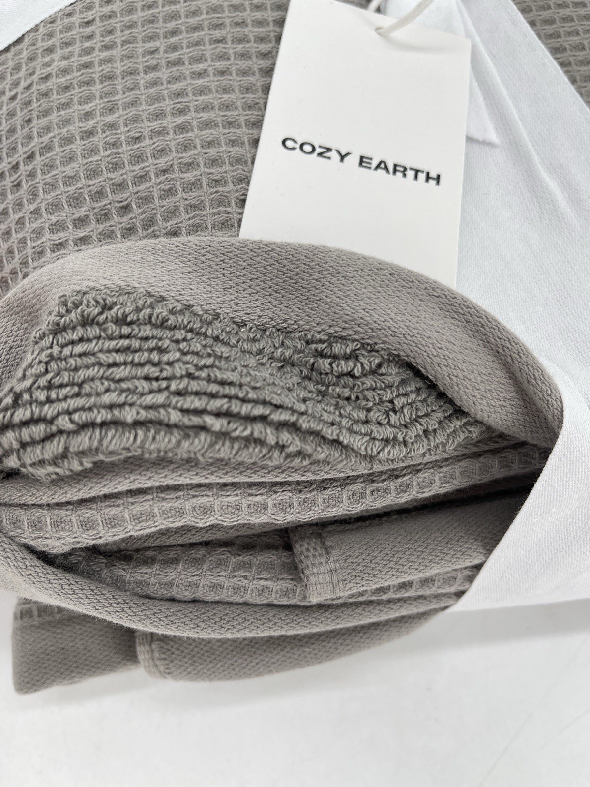Cozy Earth Dual-Sided Waffle Weave Bath Towels Gray-Set Of Two gallery