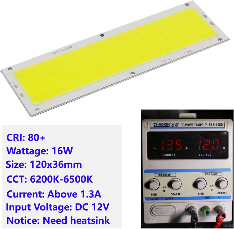 5 Pack COB LED Bar Lamp Module, 112-SMD Chip, 1600LM 16W Light Strip, DC 12V Inp gallery