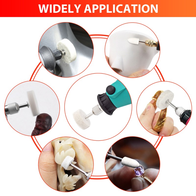 129/110Pcs Wool Felt Polishing Buffing Pad Waxing Wheel For Dremel Rotary Tool gallery