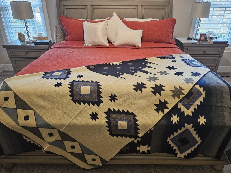 EXTRA LARGE, REVERSIBLE, ALPACA WOOL,MULTICOLOR BLANKET ECUADOR 74,8x91,33 in gallery