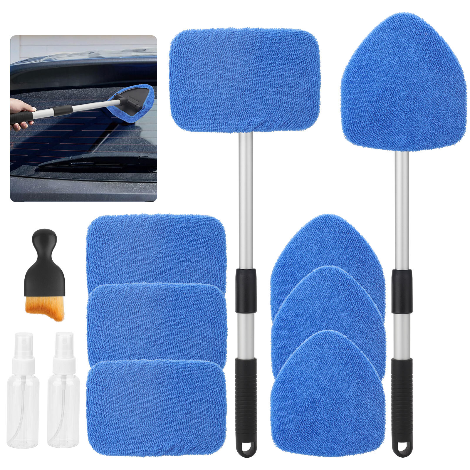 11x Extendable Windshield Cleaner Tool Car Window Cleaning Wash Glass Wiper Kit gallery