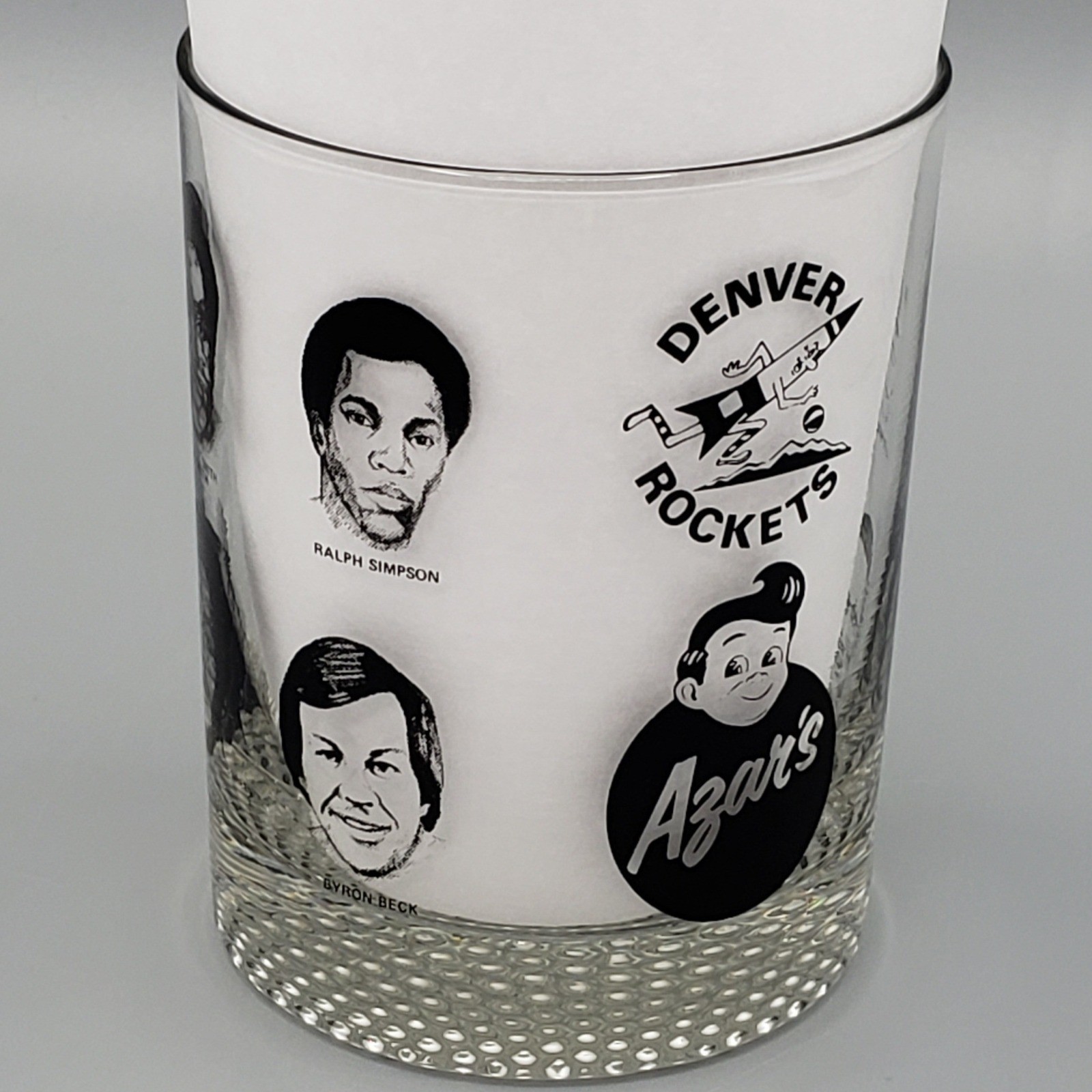 Rare Vintage 1973-74 Denver Rockets ABA Basketball Roster Glass Azar's Big Boy gallery