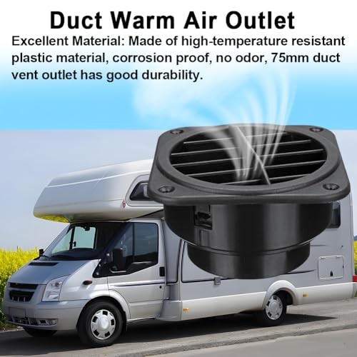 360 Degrees 75mm Rotatable Warm Air Vent Outlet Car Heater Duct Hose 75mm 1PCS gallery