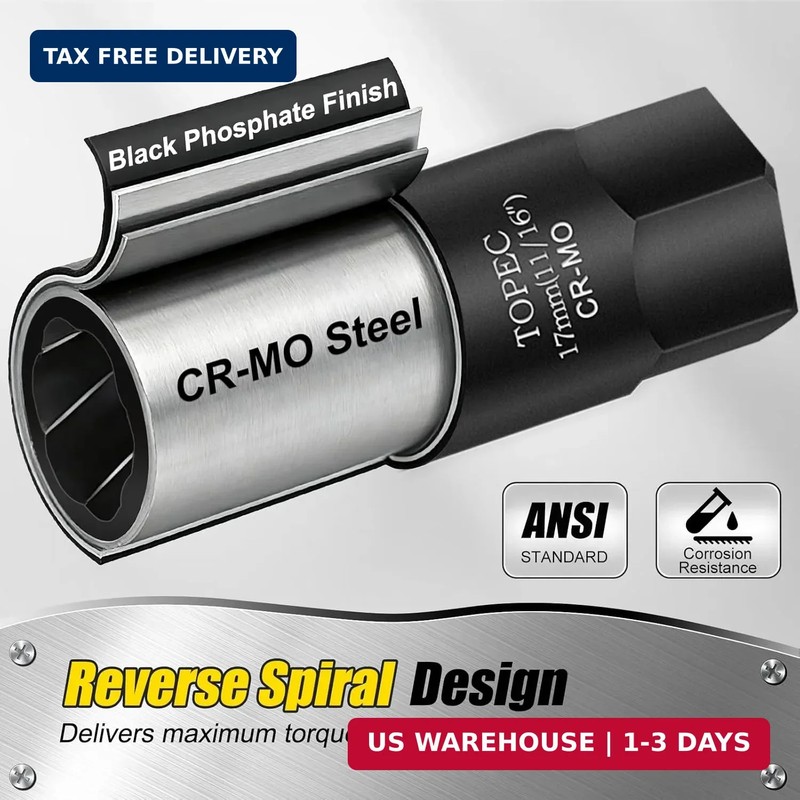 17MM Deep Lug Nut Extractor Socket - 1/2" Drive Stripped Bolt Nut Remover gallery