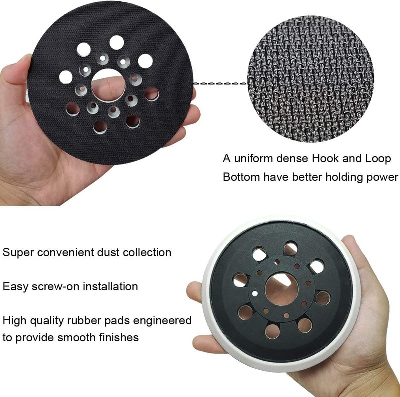 2 Pack 5 Inch 8 Hole Hook & Loop Replacement Sander Pad for 5" Bosch ROS20VS, gallery