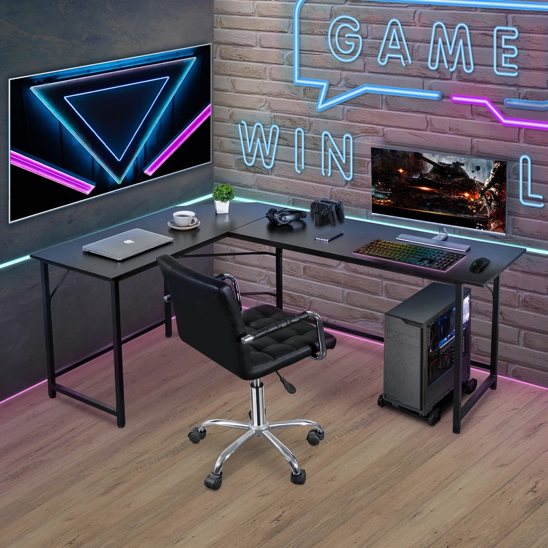 66" L-Shaped Desk Corner Computer Gaming Laptop Table Workstation Home Office gallery