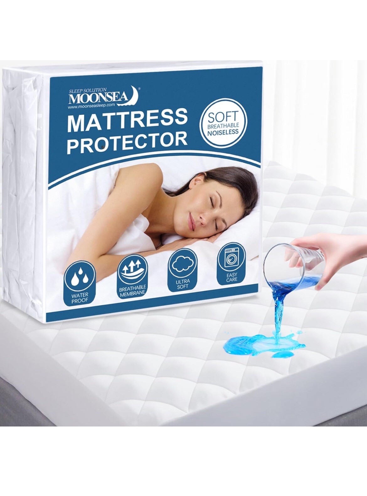 Moonsea Mattress Protector Topper Twin XL Waterproof Absorbent College Dorm NEW gallery