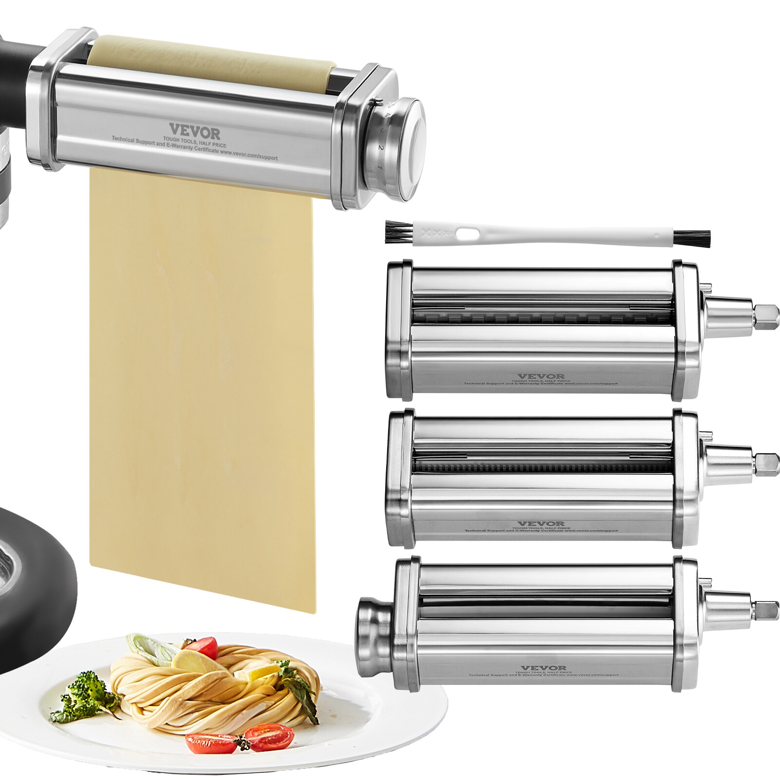 VEVOR 3Pcs Pasta Attachment for KitchenAid Stand Mixer Pasta Roller Cutter Set gallery