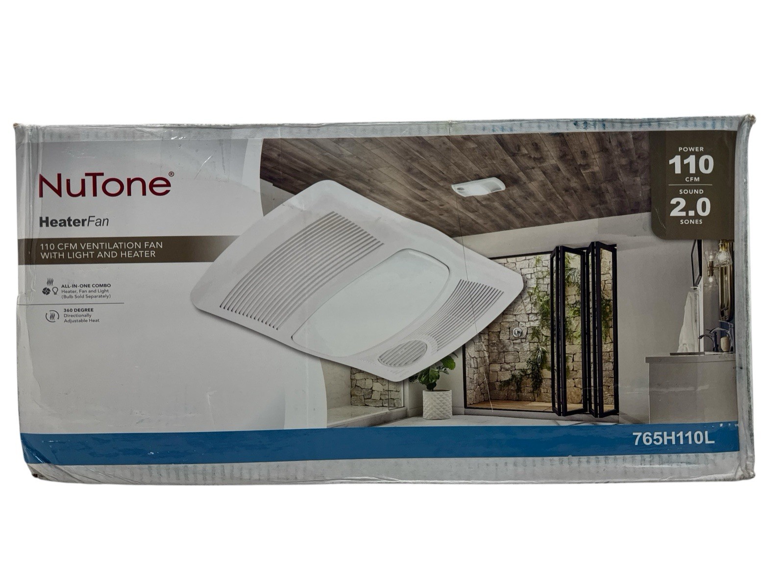 NuTone 110 CFM Ceiling Exhaust Bath Fan LED Light & Heater 765H110L (OB) gallery