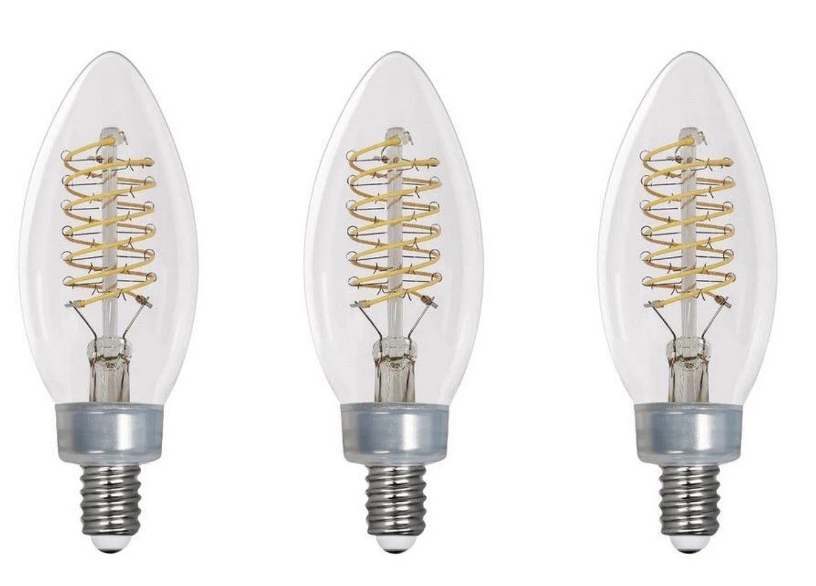 EcoSmart 60W LED Candelabra Light Bulbs E12 Fine Bendy Edison Daylight 3 Pack gallery