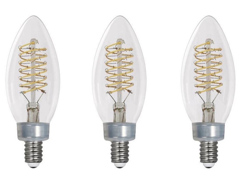 EcoSmart 60W LED Candelabra Light Bulbs E12 Fine Bendy Edison Daylight 3 Pack