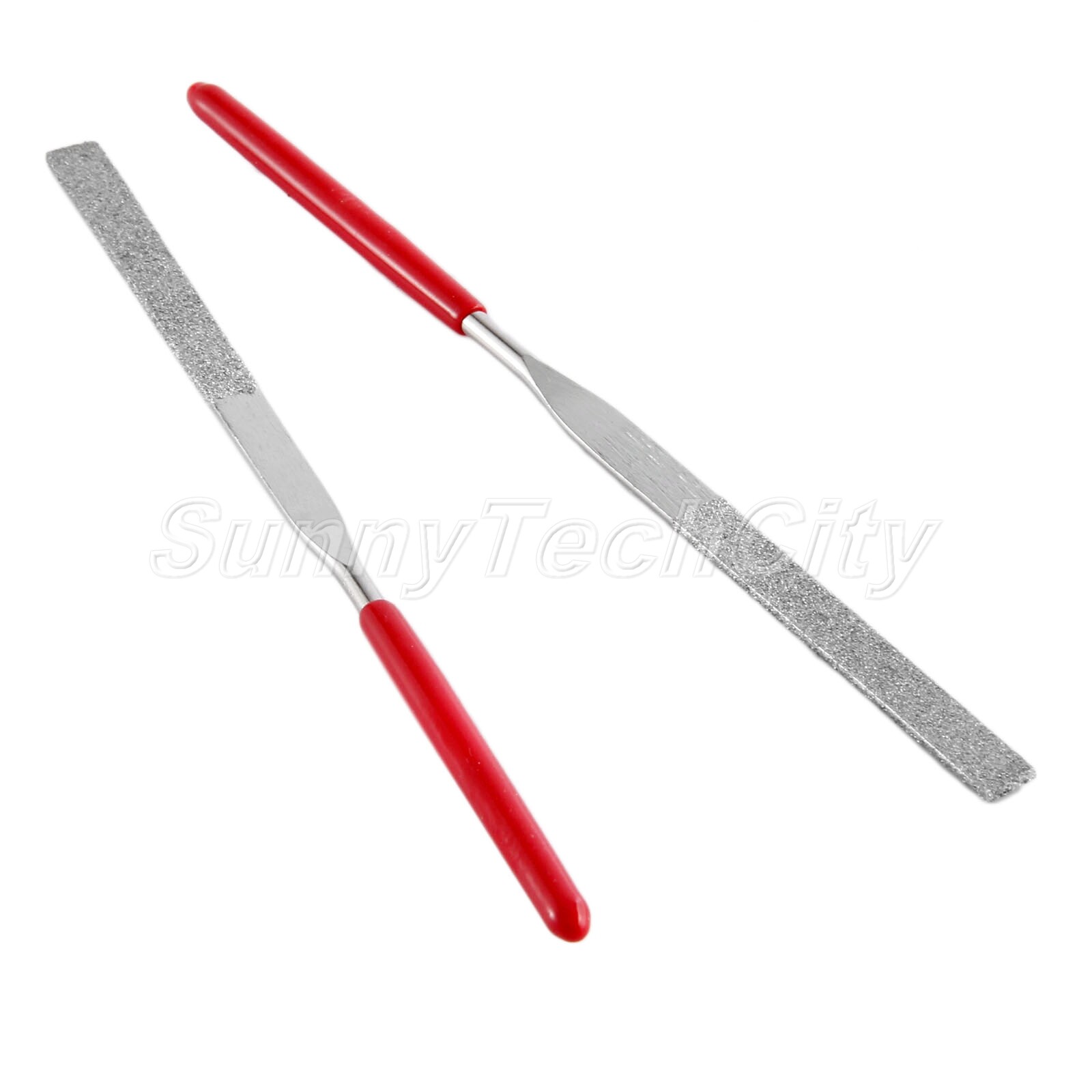 Metal Steel Stone Grinding Flat Diamond Needle File With Red Plastic Handle gallery