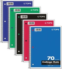 1 Oxford Spiral 1-Subject Notebook, College Ruled Paper 70 Sheets Color May Vary