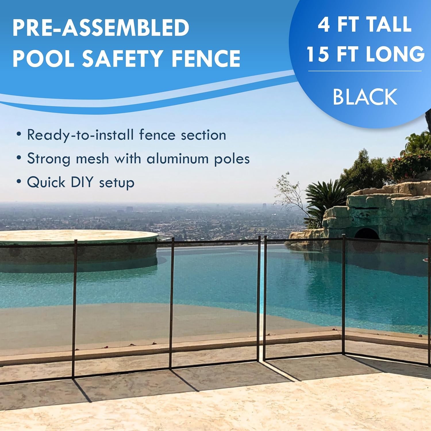 15ft Black Removable Mesh Pool Fence Safety Kit gallery