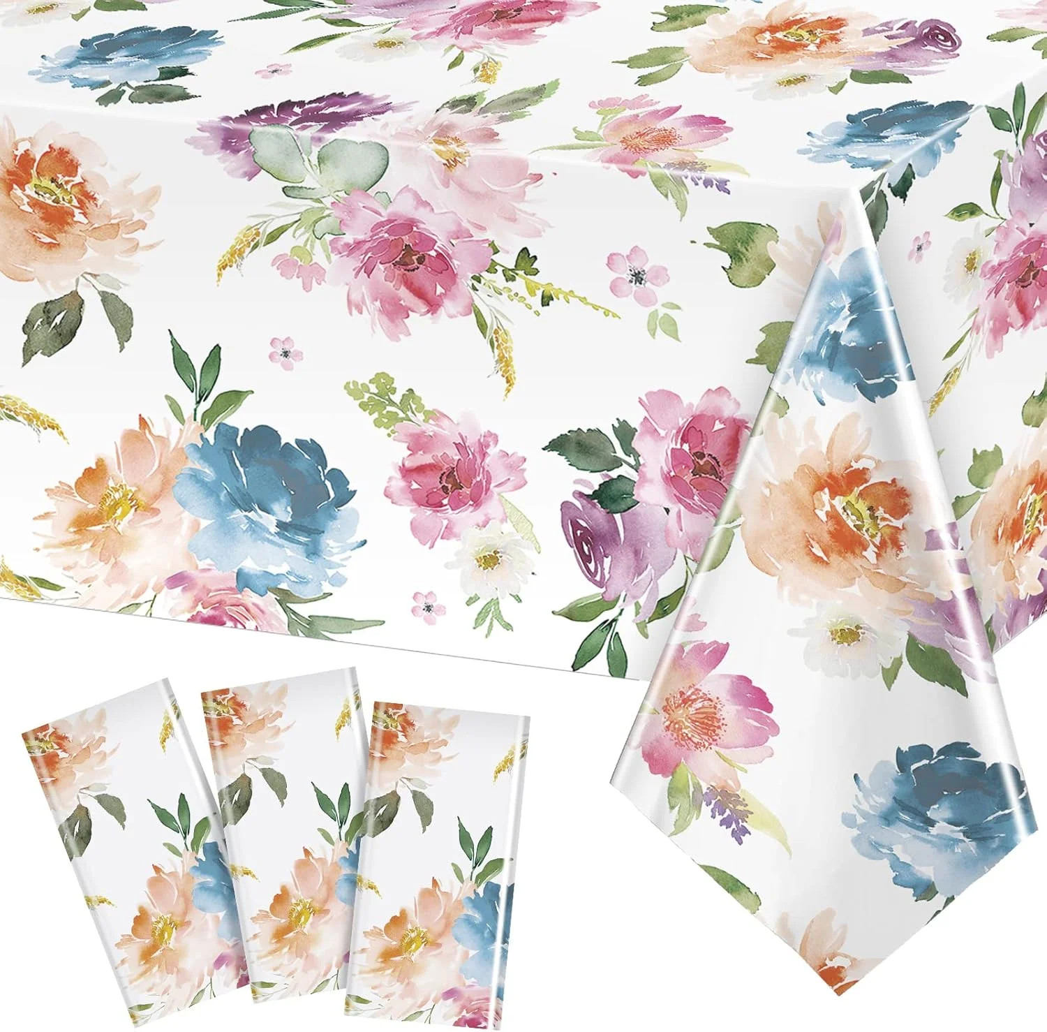 3 Pieces Spring Summer Floral Table Cover Watercolor Wild Flowers Tablecloth Pla gallery