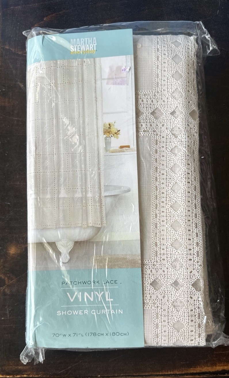 Martha Stewart Patchwork Lace Vinyl Shower Curtain New 2002 70x71 gallery