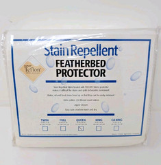 Teflon Stain Repellent Featherbed Protector Queen Cotton Sateen 220 tc NOS READ