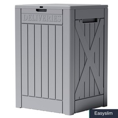 52 Gallon Lockable Package Delivery Box, Weatherproof Outdoor Storage, Gray