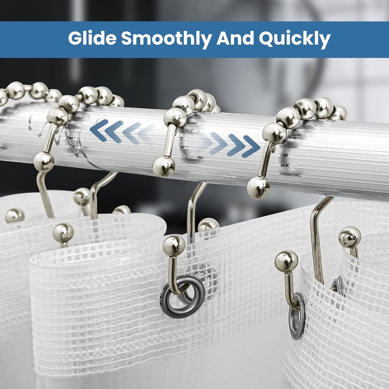 Utopia Bedding Double Glide Roller Set of 12 Shower Curtain Hooks, Double Sided gallery
