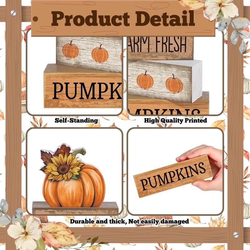 4 Pcs Fall Pumpkin Decor Fall Table Decoration Thanksgiving Tiered Tray Decor... gallery