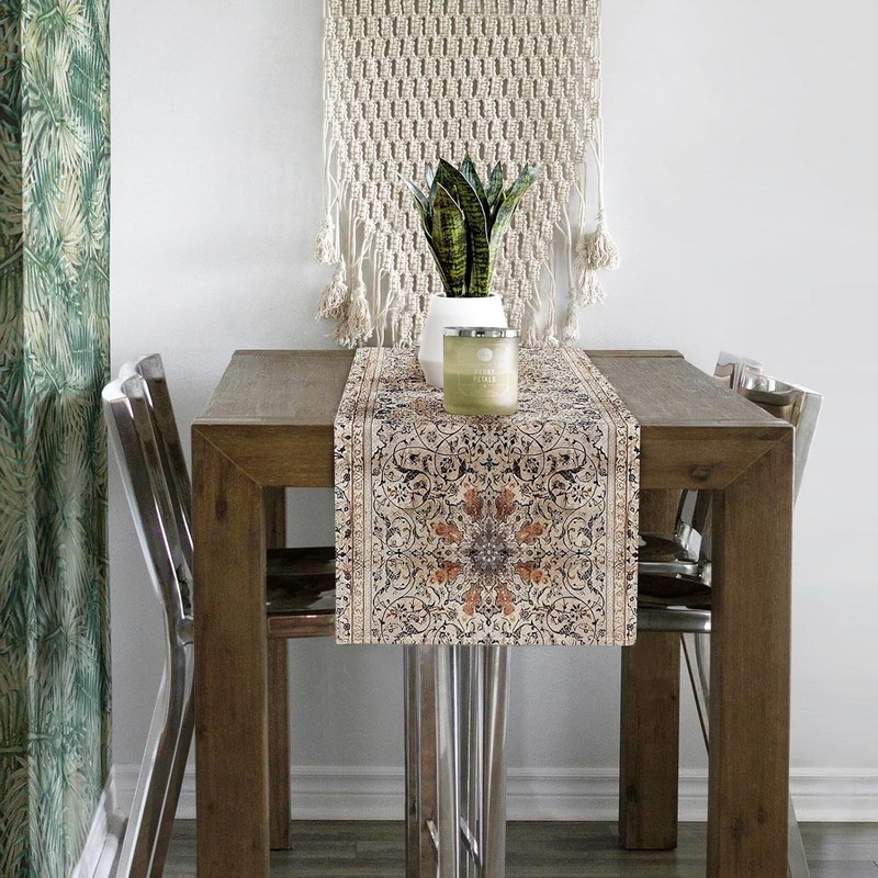 Durable Floral Boho Table Runner - 13x48” Elegant Linen for Weddings & Home gallery
