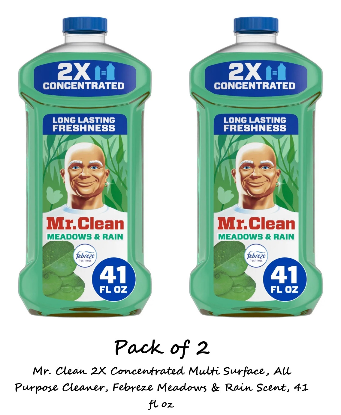 Mr. Clean 2X Concentrated Multi Surface Febreze Meadows & Rain Scent 41 fl oz x2 gallery