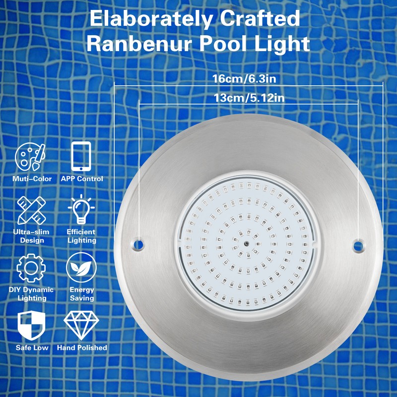 LED Pool Light for Inground Pools - Waterproof RGB Color Changing Light gallery