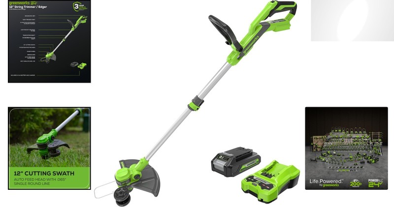 Ultra-Light 6 lbs 24V String Trimmer & Edger - Battery Included, Instant Start gallery