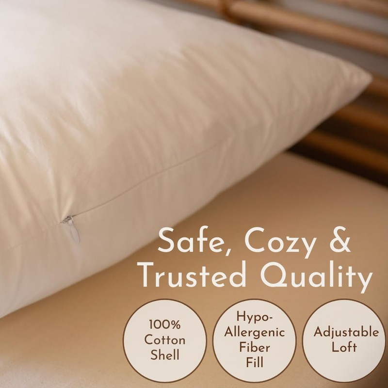 Pillow Standard 20x26 2 Pack Adjustable Loft Hypoallergenic White Little Sleepy gallery