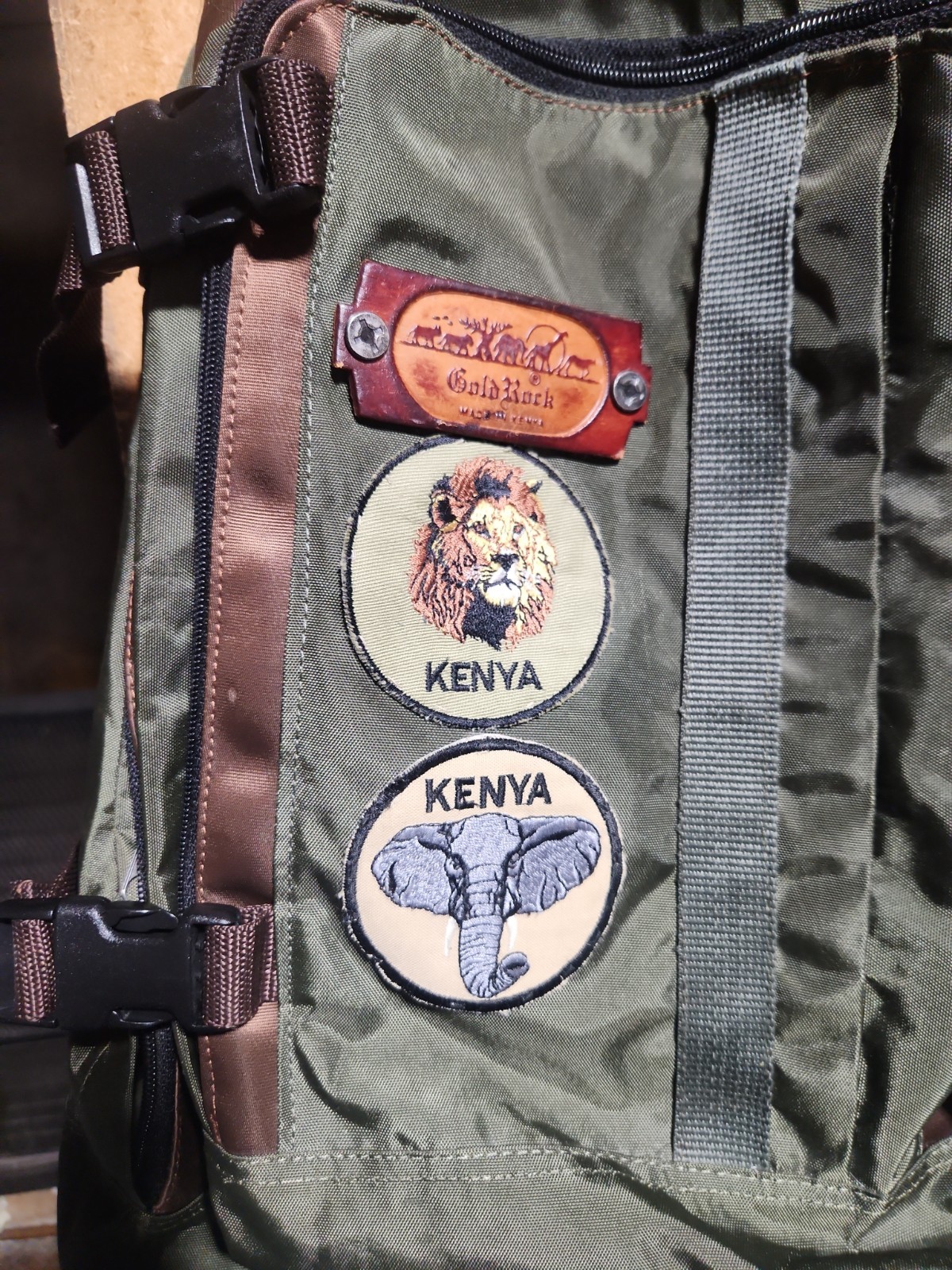 Green Padded Backpack With Kenya Patches 2