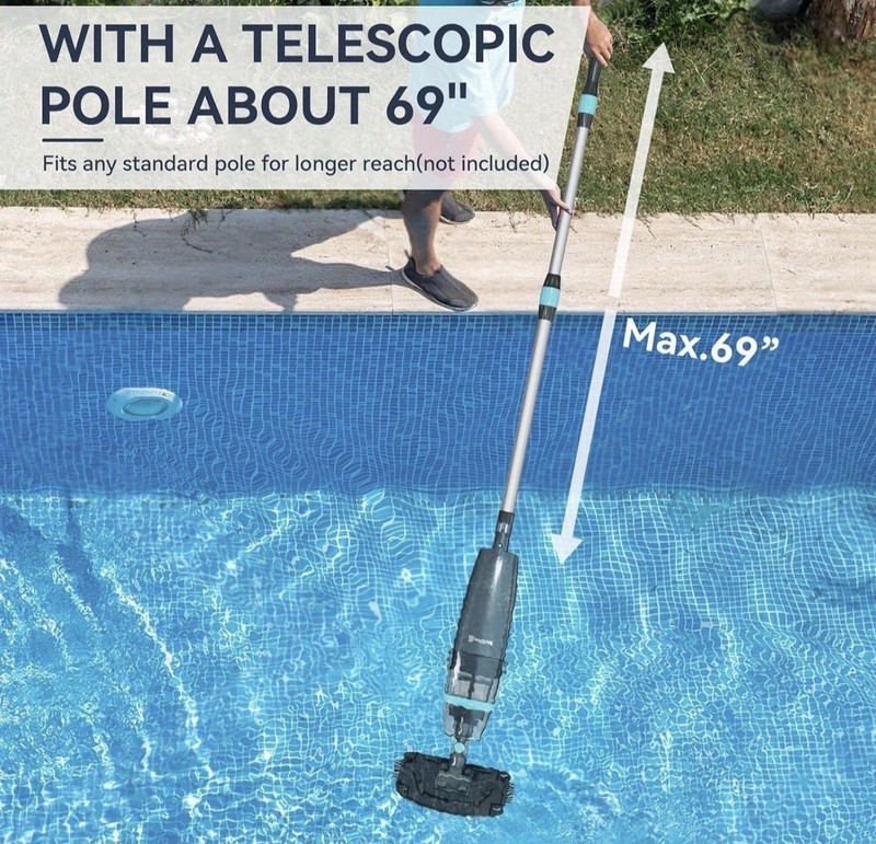 PoolMr Cordless Handheld Pool Vacuum Rechargeable Cleaner 18.5 GPM 60Min gallery