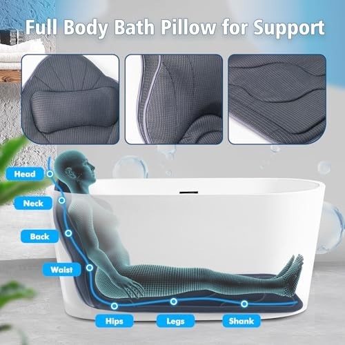 Extra Thick Full Body Bath Pillow - Non-Slip Tub Cushion with Head & Neck Suppor gallery