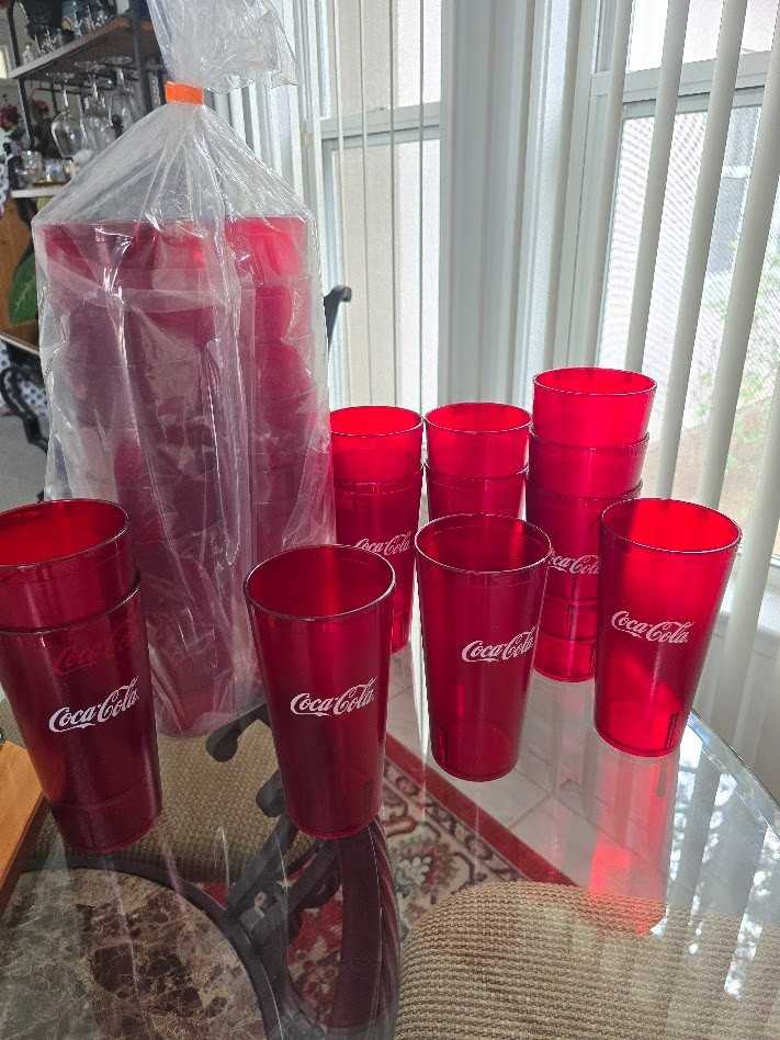 24oz Restaurant Grade Red Coca Cola SAN Plastic Pebble Tumblers 6624-RC gallery