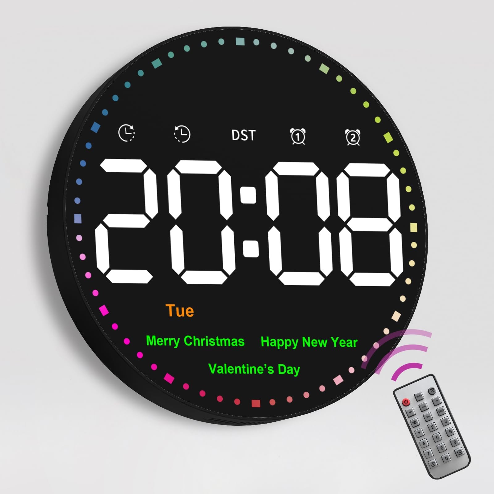 Digital Wall Clock with Remote Control, 10" Wall Clock with Large Display, Di... gallery
