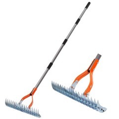 Thatch Rake for Lawn, 15-Inch Dethatcher Rake with Adjustable Sectional Handl…