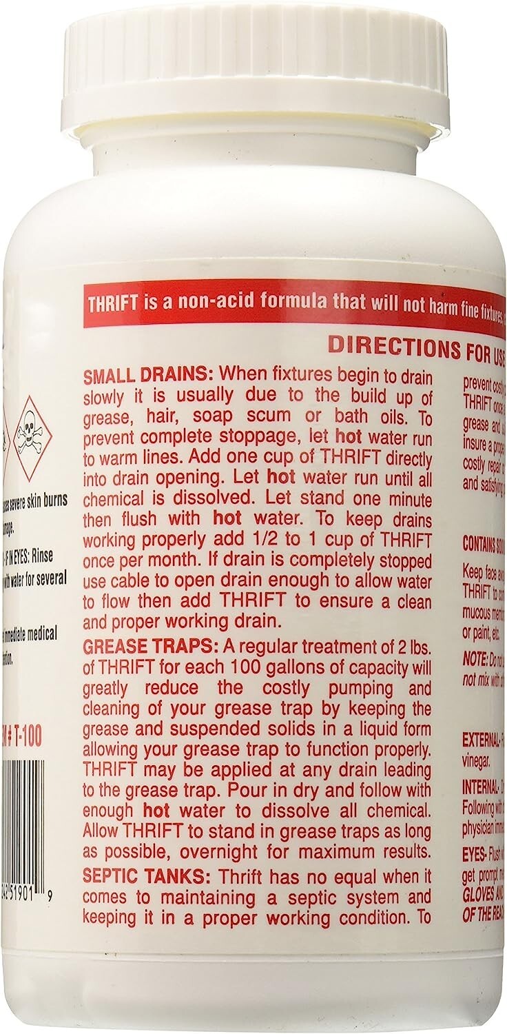 Thrift T-100 Alkaline Based 1-Pound Granular Drain Cleaner (1 lb) gallery