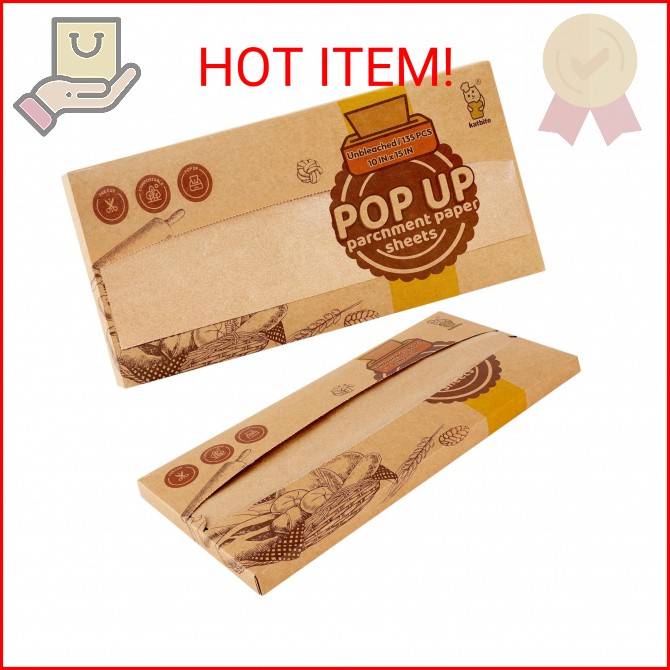 katbite 135Pcs 45 gsm Pop-Up Parchment Paper Sheets, Heavy Duty & Non-stick,10x1 gallery