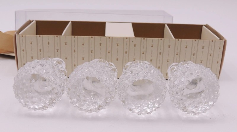 Set 4 Williams Sonoma Crystal Pineapple Tiny Taper Candle Holder Tropical Holida gallery