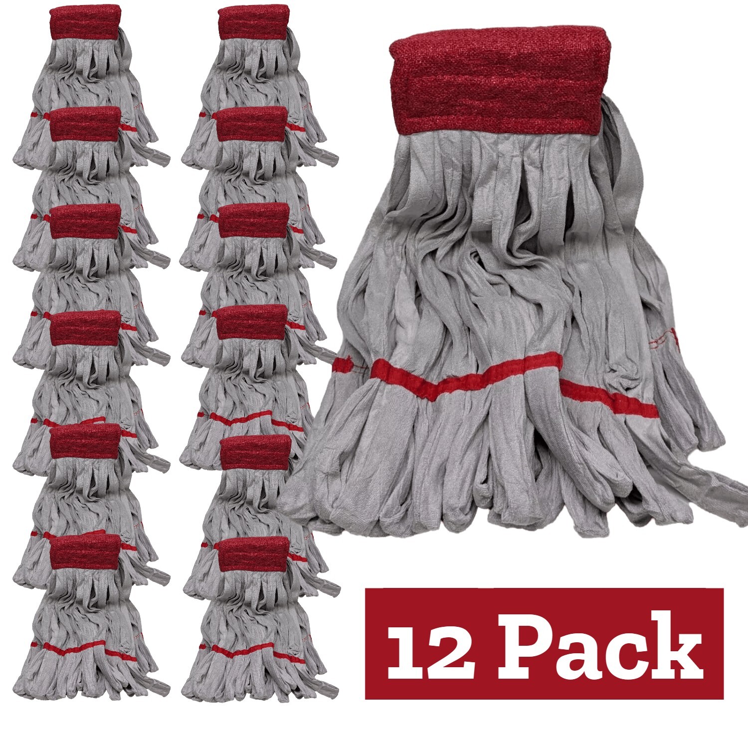 12pk - Microfiber Commercial Mop Head Replacement Nylon Polish Scrub Floor Shine gallery