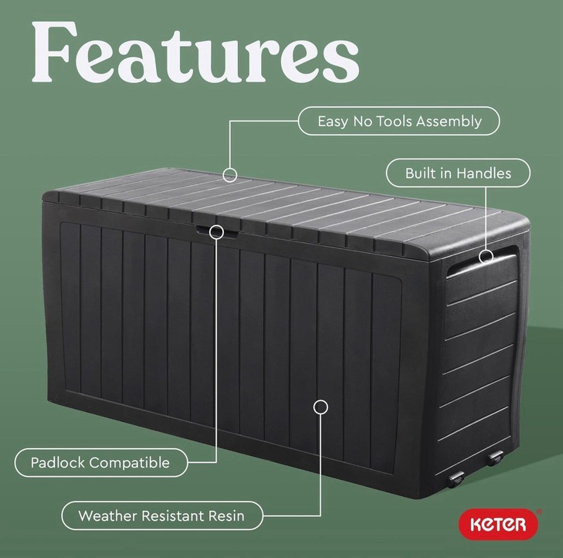 Keter Marvel 71 Gallon Storage Deck Box Resin Black Weather Resistant 485 lbs gallery