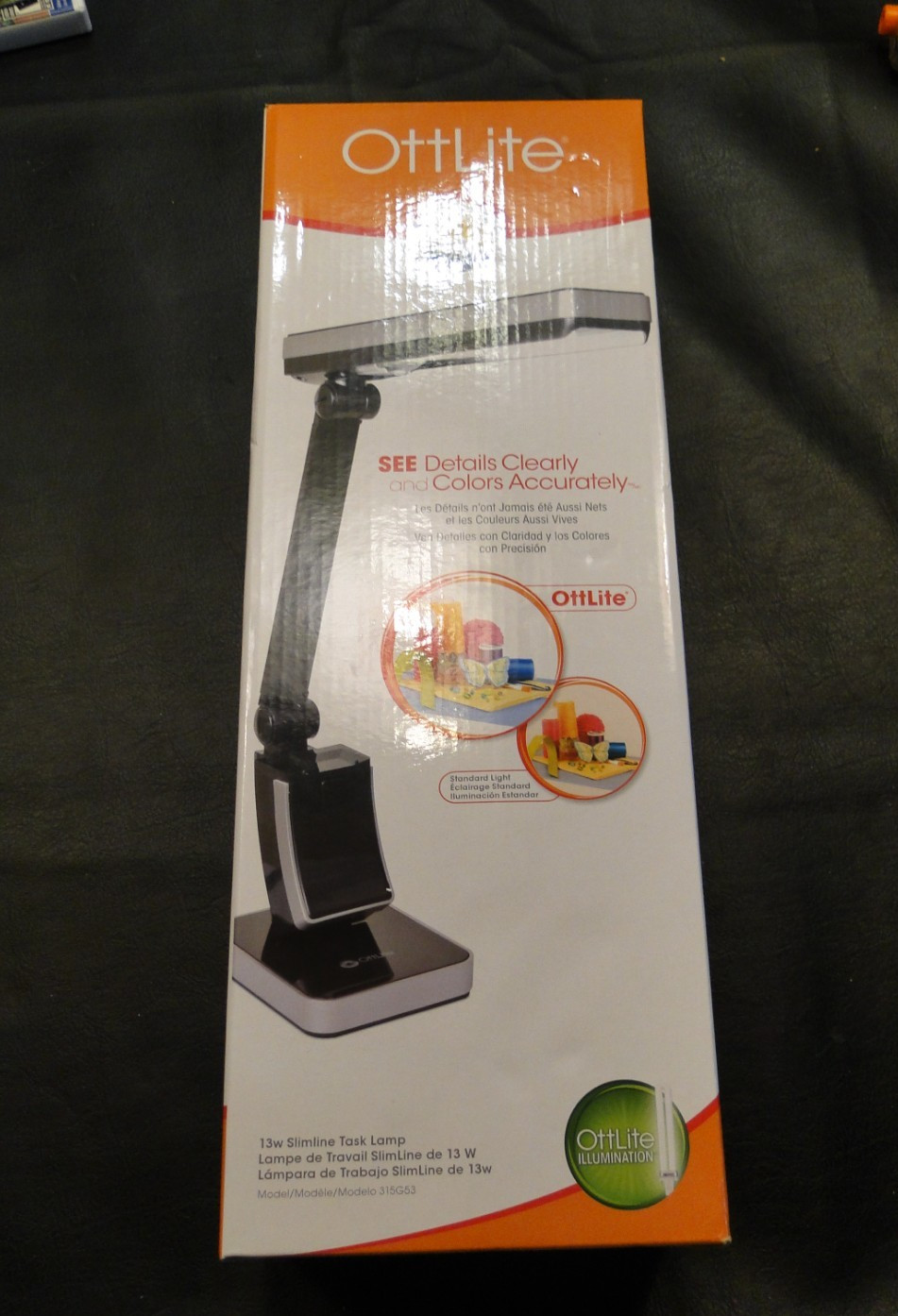OttLite 13W Slimline Task Lamp 315G53 Black Folding Adjustable Lamp Fluorescent gallery